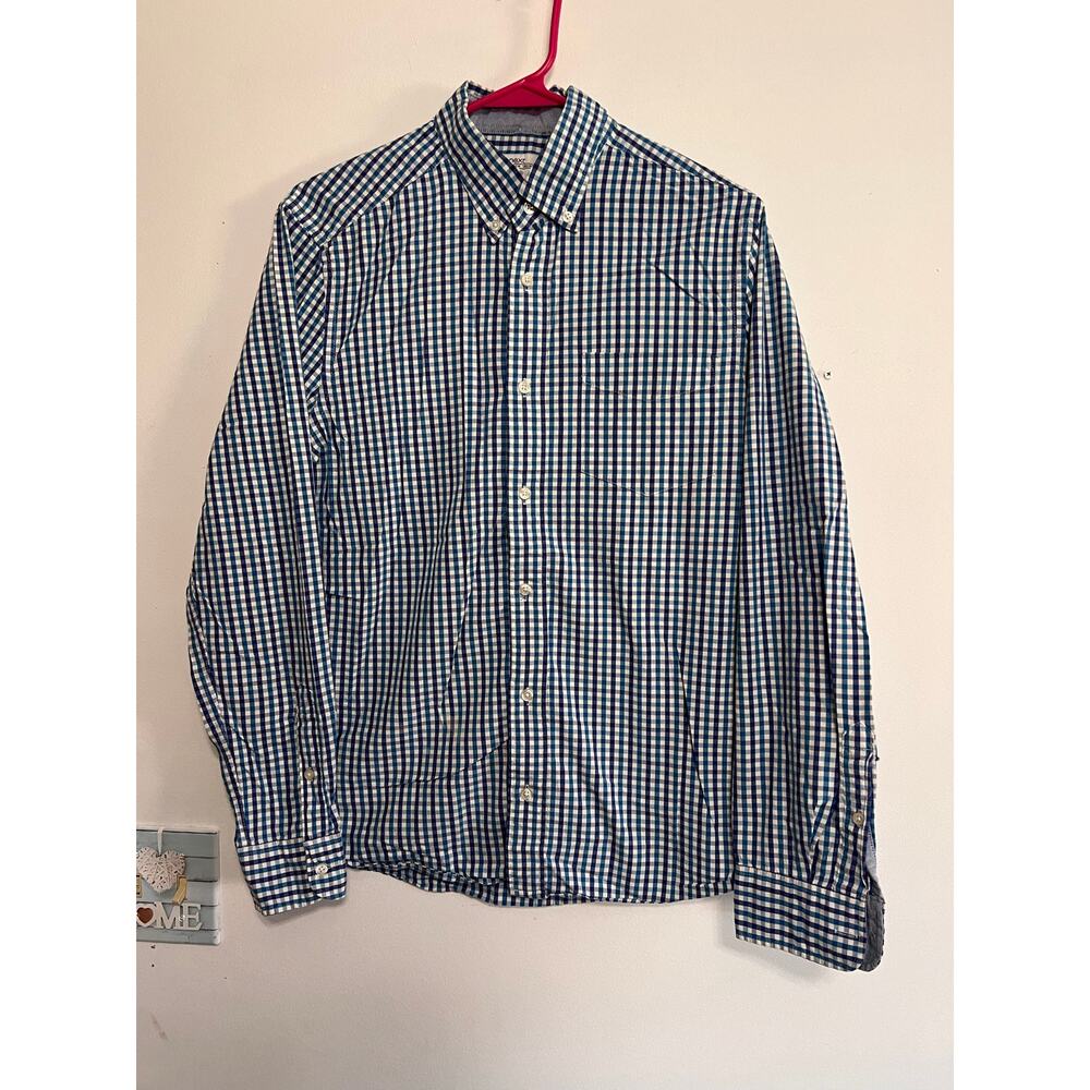 Next Long Sleeve Button Up Dress Shirt Mens Size Medium Blue Checkered